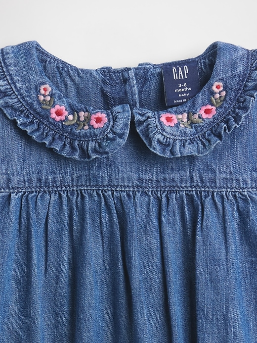 body en jean à volants et col bouffant pour bébé