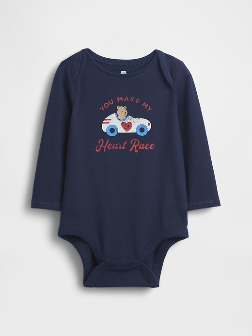 body en coton bio imprimé « premiers coups de cœur de bébé »