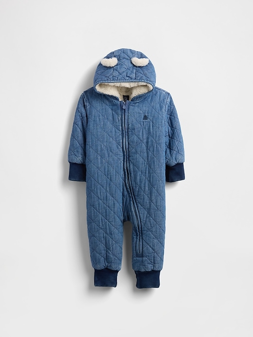 combinaison bébé matelassée en denim douillette