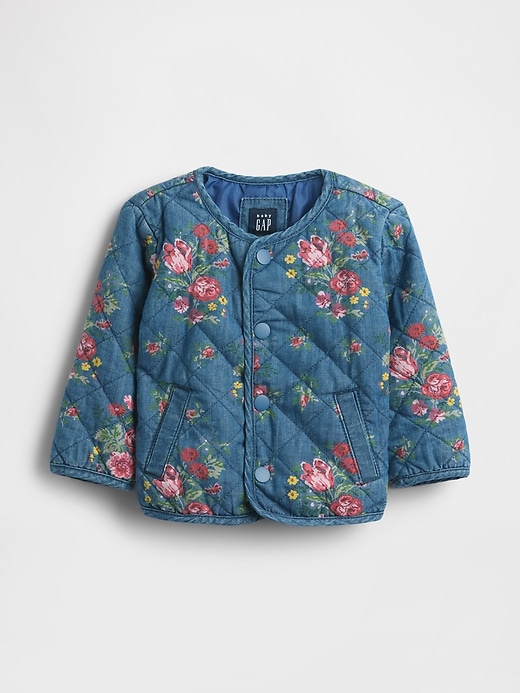 veste matelassée en jean à fleurs pour bébé