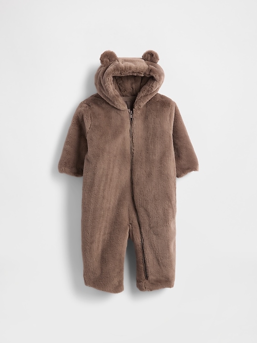 combinaison bébé ours en fausse fourrure à capuche