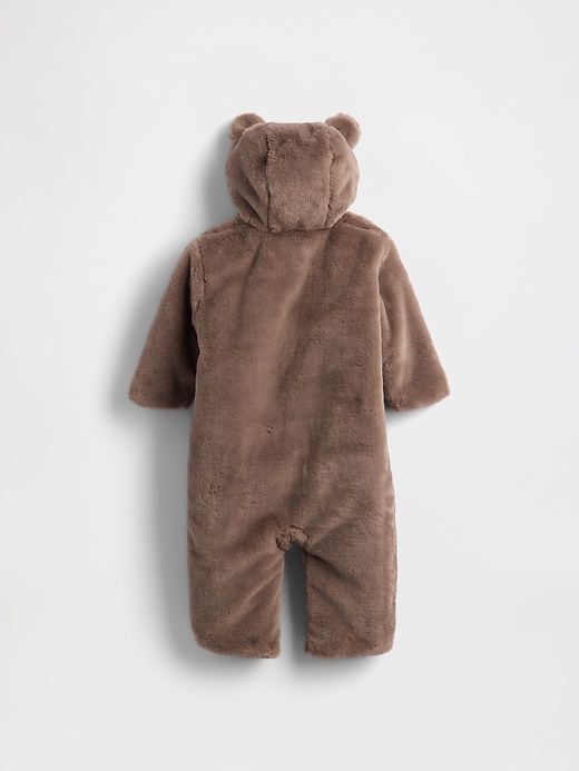 combinaison bébé ours en fausse fourrure à capuche