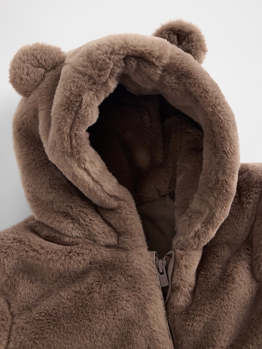 combinaison bébé ours en fausse fourrure à capuche