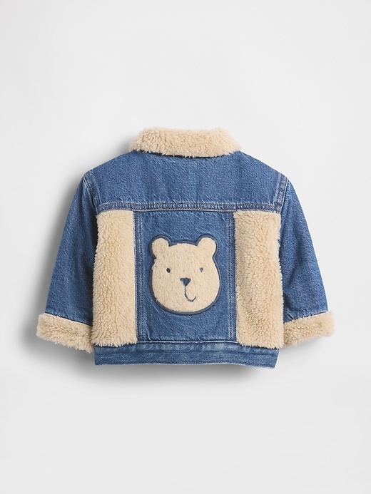 veste bébé en denim ultra-doux et sherpa à motif ours