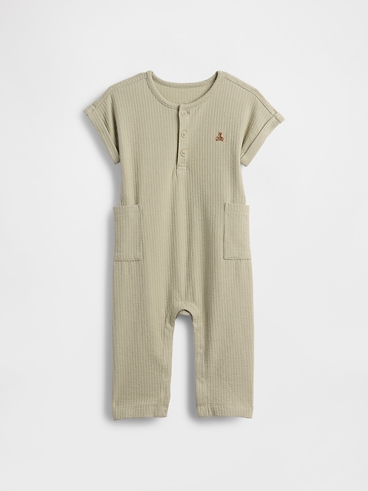 combinaison bébé en seersucker henley sans pieds