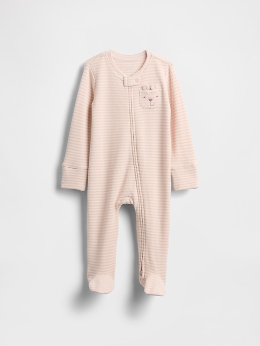 combinaison bébé softspun waffle bear pocket avec pieds