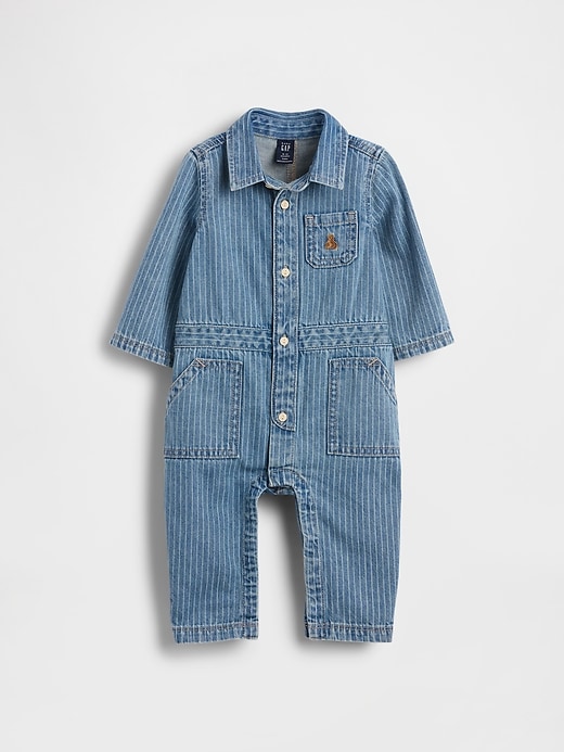 combinaison utilitaire à rayures en denim pour bébé