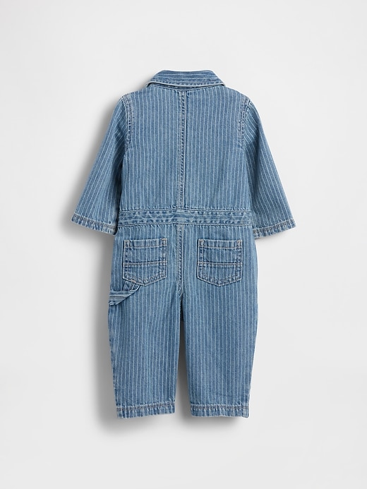 combinaison utilitaire à rayures en denim pour bébé