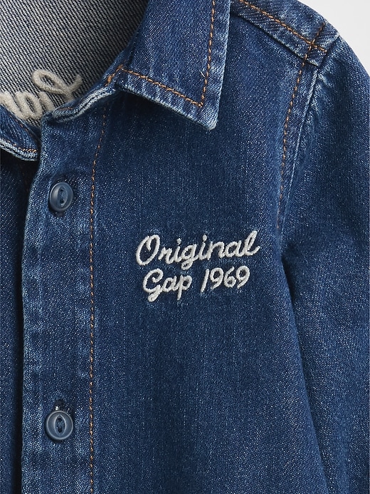 combinaison bébé en jean avec logo ours