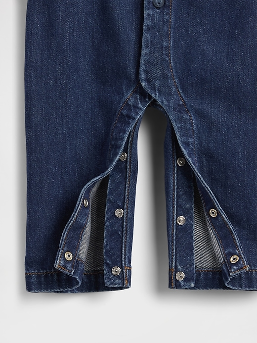 combinaison bébé en jean avec logo ours