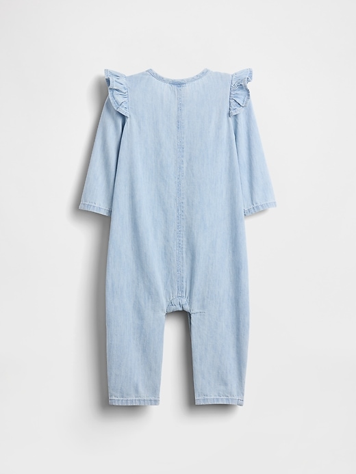 combinaison bébé en denim avec poche cœur