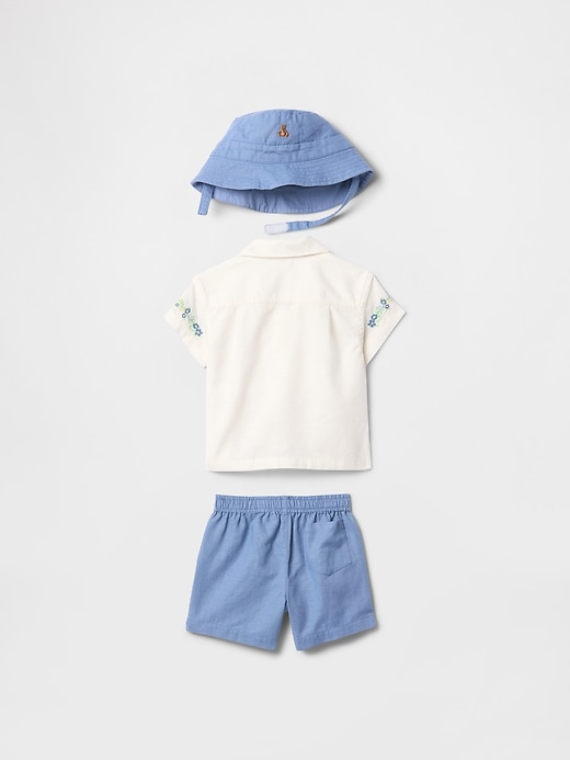 ensemble bébé en lin et coton brodé