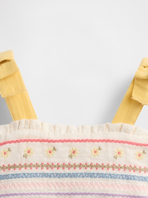 robe bébé brodée à bretelles nouées