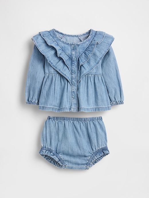ensemble bébé en jean à volants