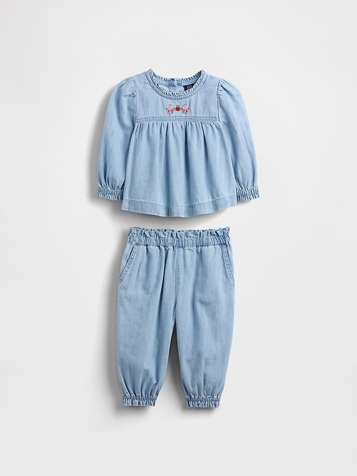 ensemble bébé en jean à volants