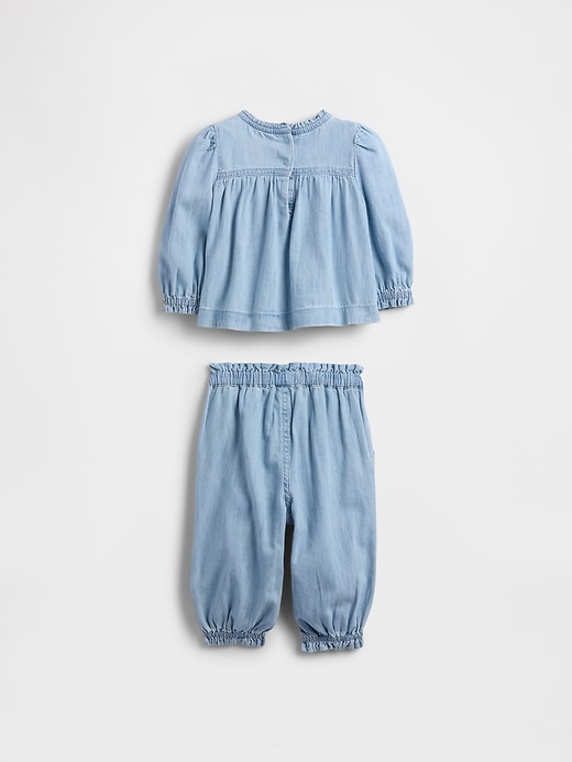 ensemble bébé en jean à volants