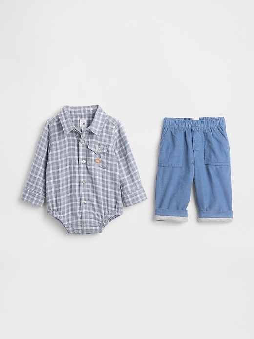 ensemble bébé en flanelle et velours côtelé