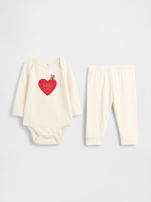 ensemble body bébé en coton bio avec ours et cœur