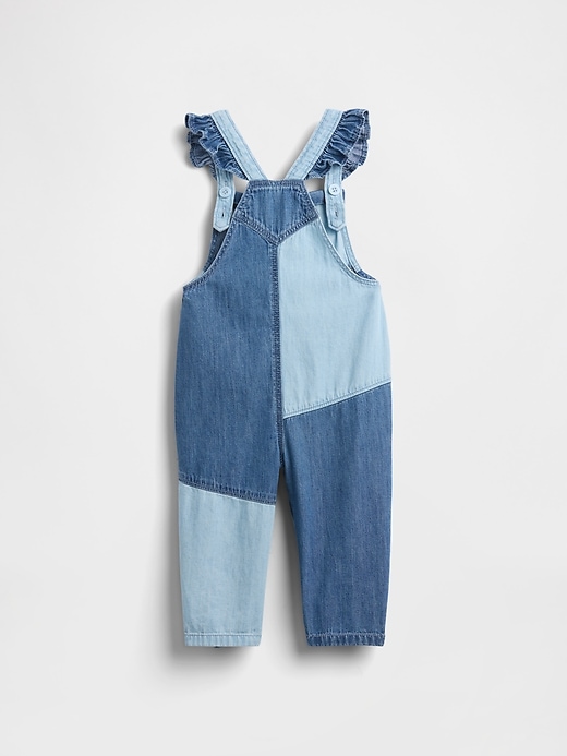 salopette bébé en jean bicolore avec cœur