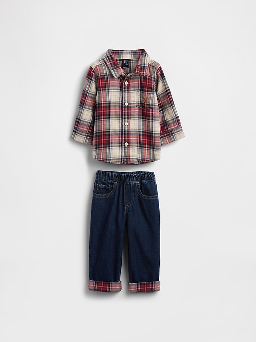 ensemble bébé en flanelle et denim