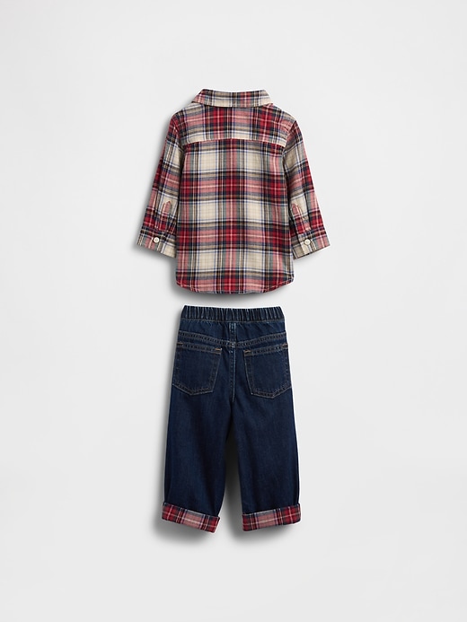 ensemble bébé en flanelle et denim