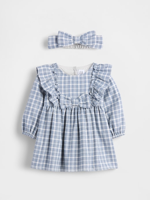 ensemble robe et nœud en flanelle pour bébé