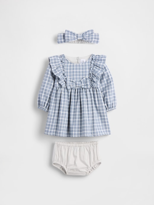 ensemble robe et nœud en flanelle pour bébé