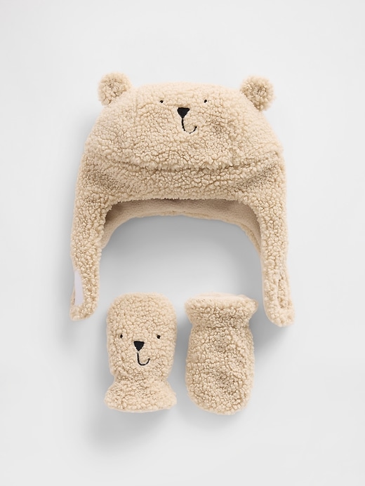ensemble bonnet et moufles baby sherpa brannan bear