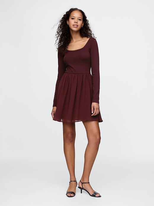 robe courte en matières mixtes