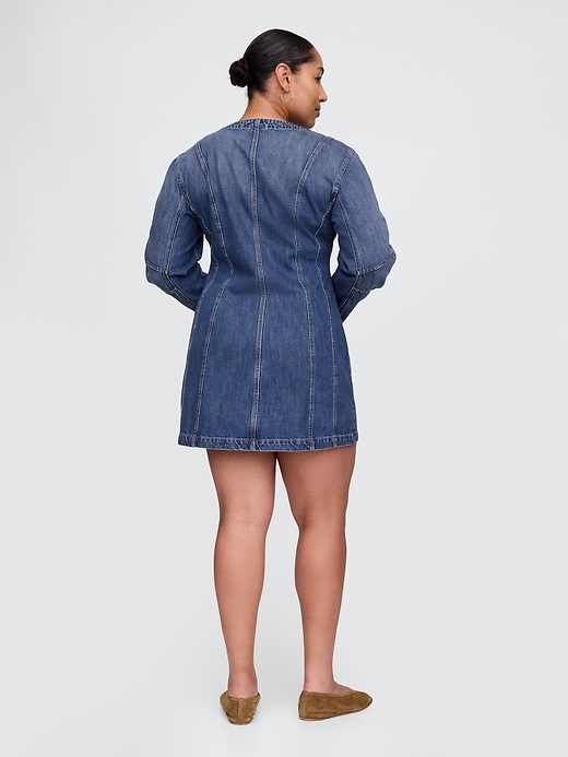 robe courte en jean à manches bouffantes