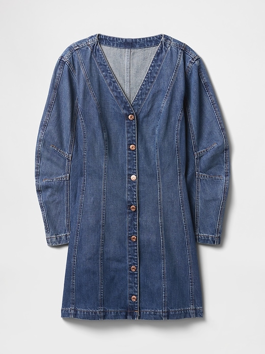 robe courte en jean à manches bouffantes