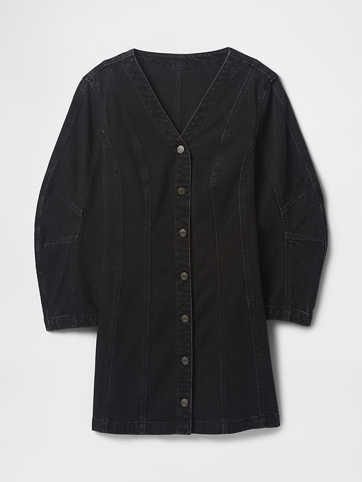 robe courte en jean à manches bouffantes