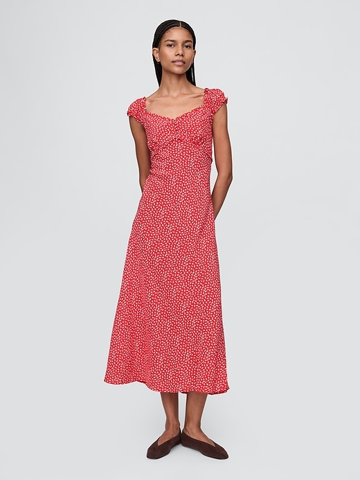 robe longue en crêpe à décolleté cœur