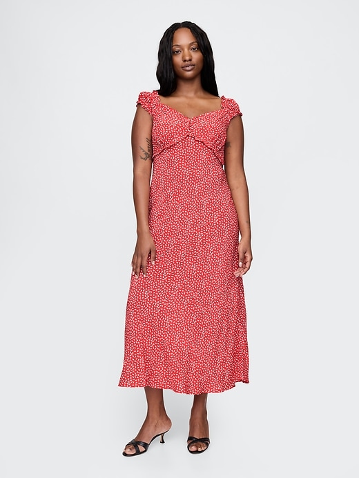robe longue en crêpe à décolleté cœur