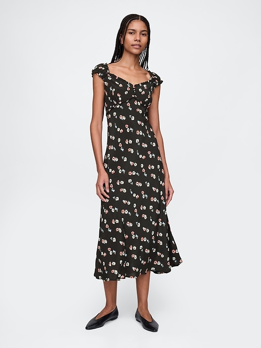 robe longue en crêpe à décolleté cœur