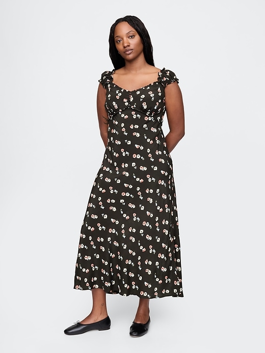 robe longue en crêpe à décolleté cœur