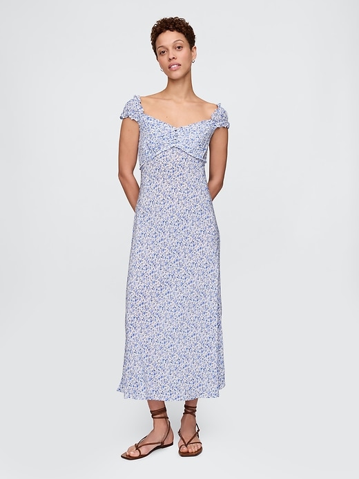 robe longue en crêpe à décolleté cœur