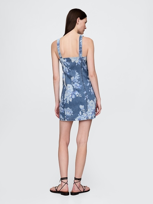 robe mini en jean à fleurs