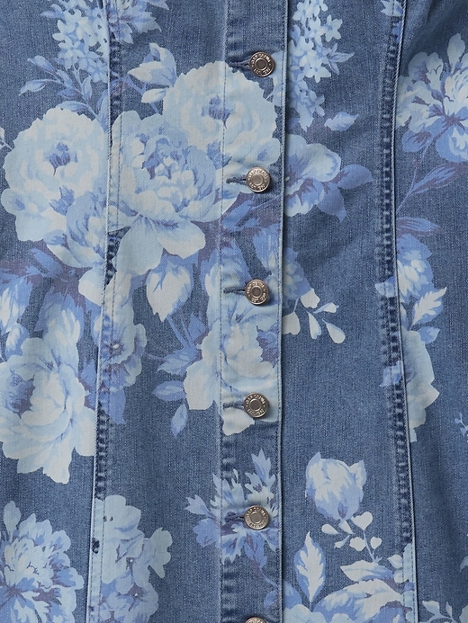 robe mini en jean à fleurs