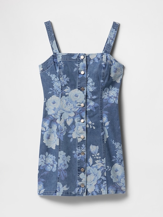 robe mini en jean à fleurs