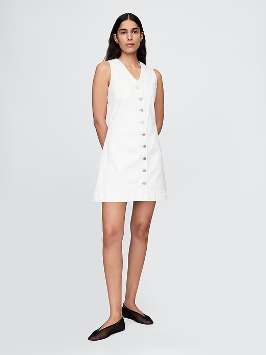 robe courte en jean à col v