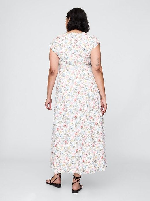 robe longue à manches courtes en lin mélangé