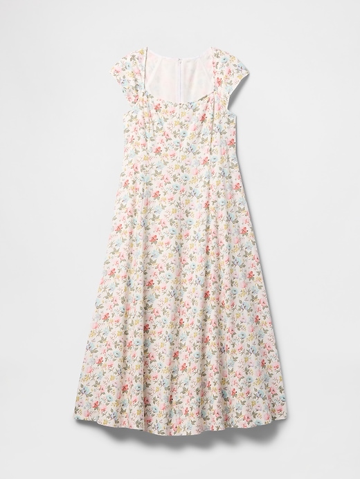 robe longue à manches courtes en lin mélangé