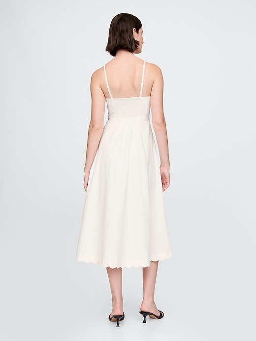 robe midi festonnée en lin mélangé