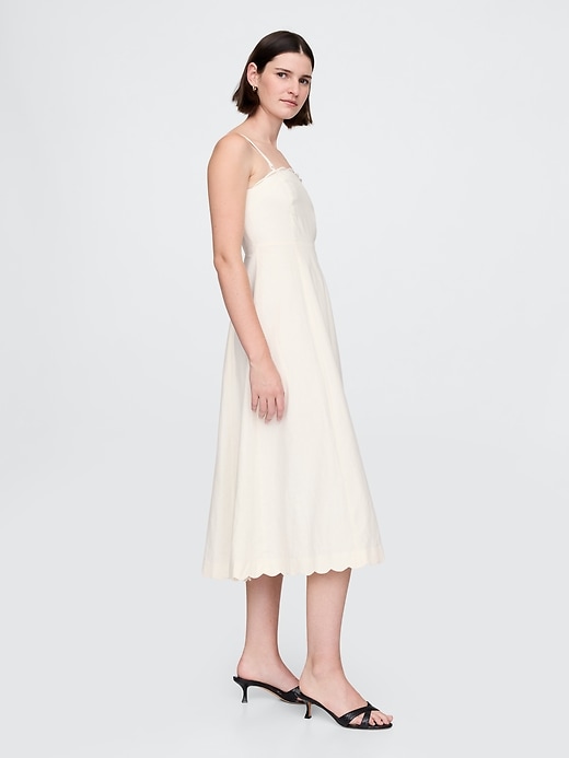 robe midi festonnée en lin mélangé