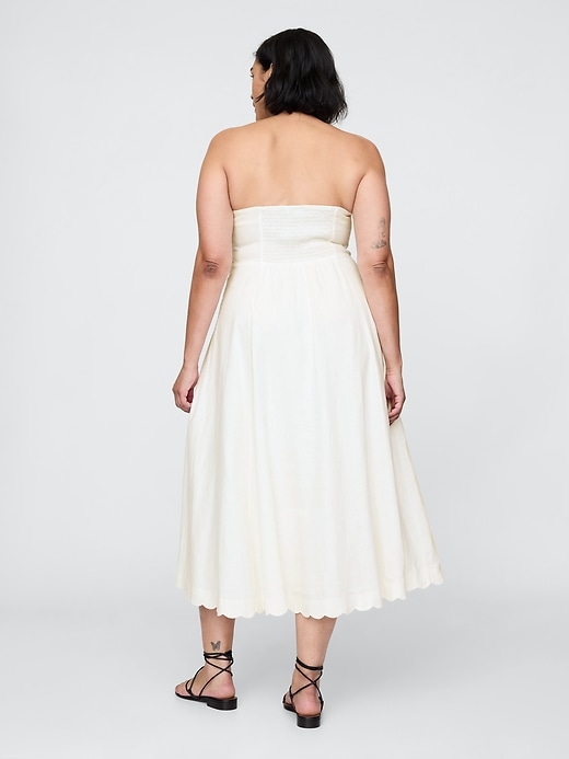 robe midi festonnée en lin mélangé