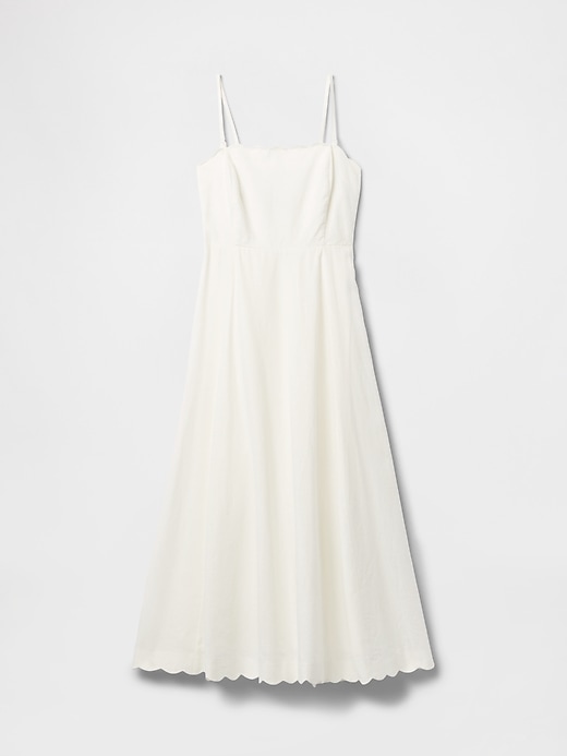 robe midi festonnée en lin mélangé