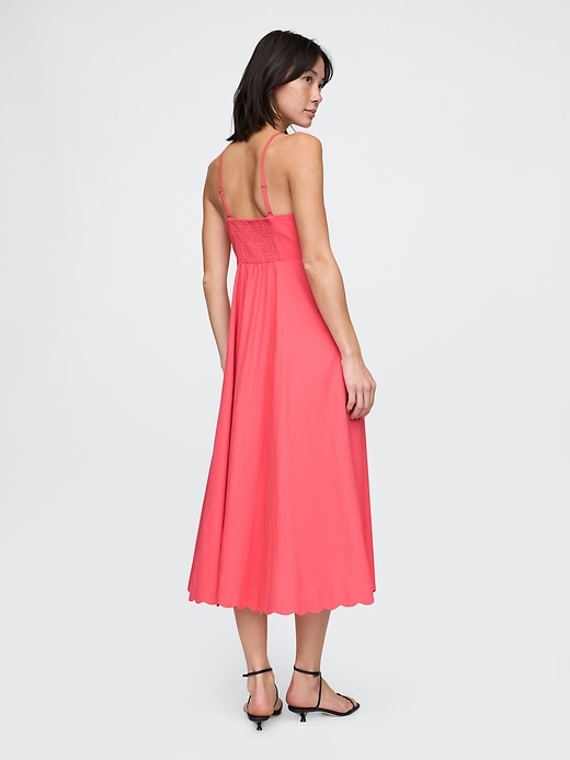 robe midi festonnée en lin mélangé