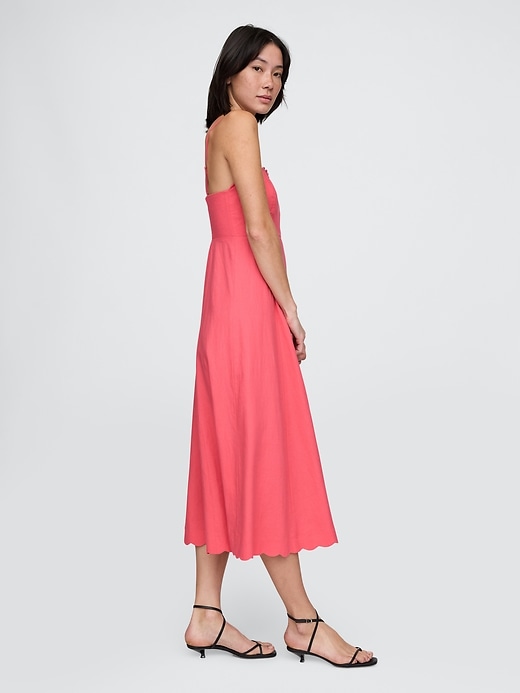robe midi festonnée en lin mélangé