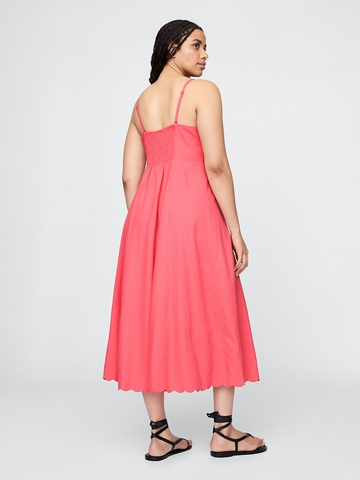 robe midi festonnée en lin mélangé